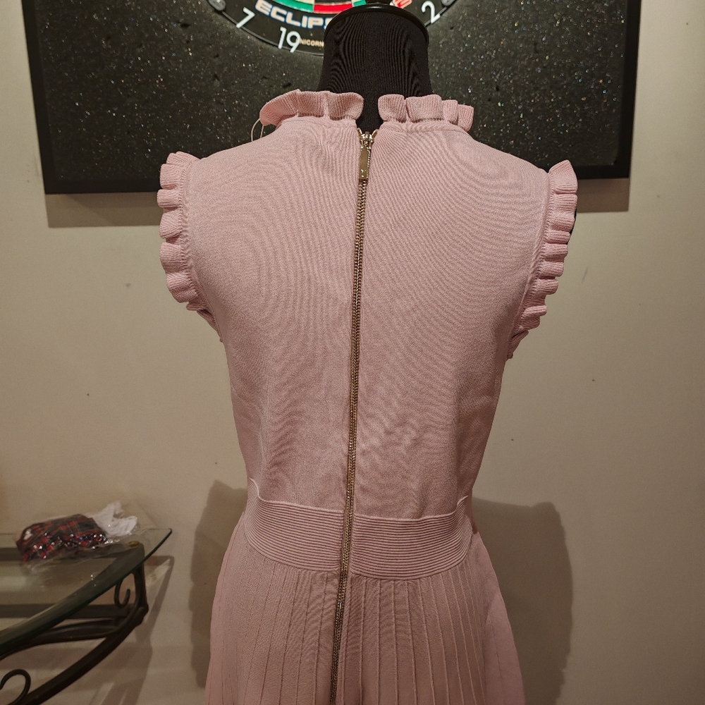 Ted Baker RIAAN Knitted Skater Dress with Frill Detail Pink - Picture 8 of 17